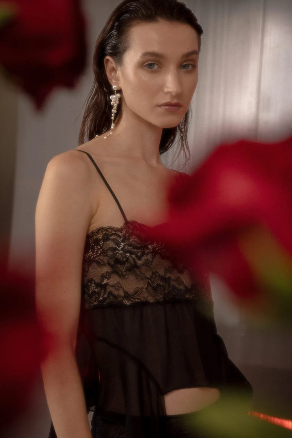 Esthe Lace Sheer Top with Frills