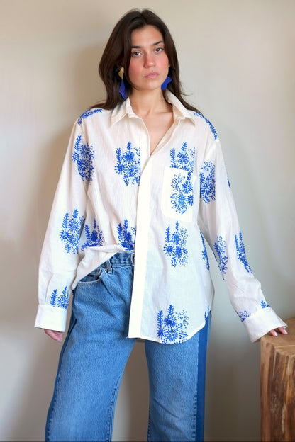 Wear Cissa -The MEN'S Shirt, 100% Natural Cotton in Floret Handstitch