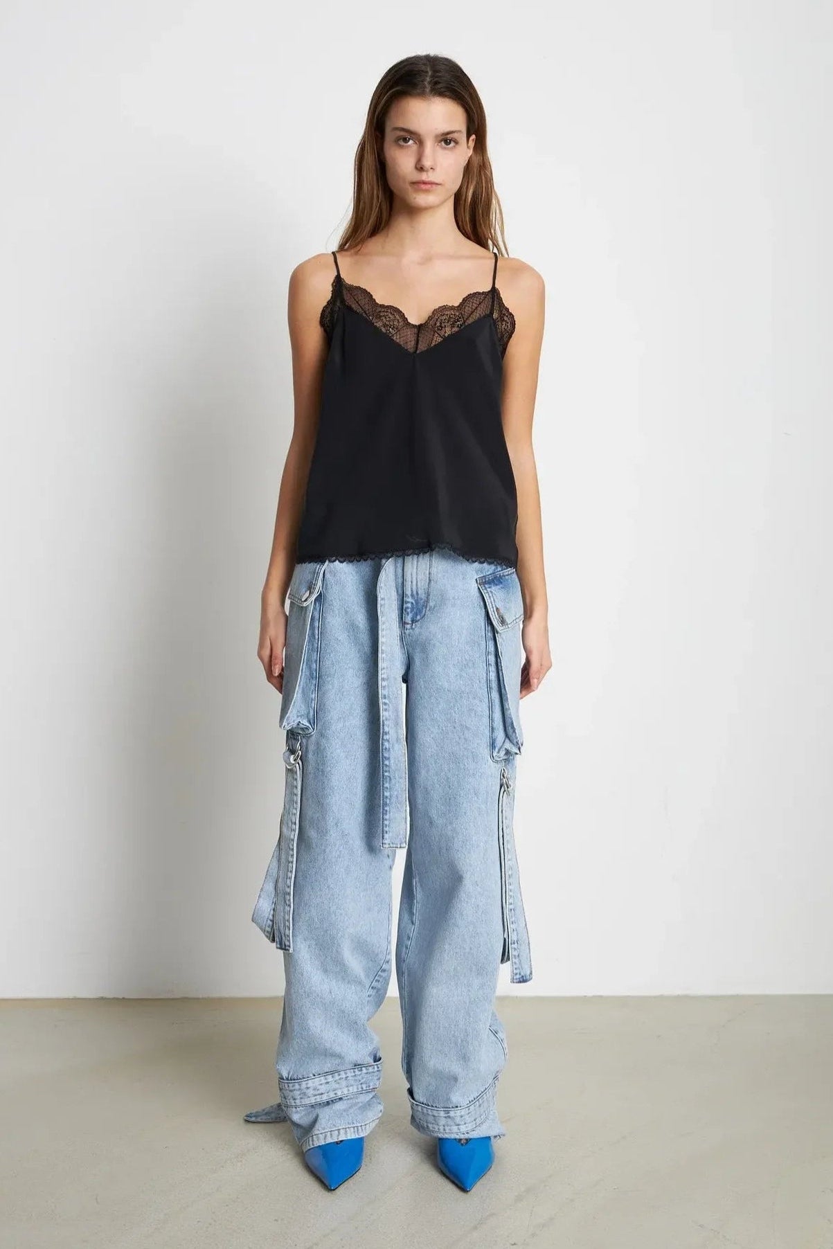 Stella Nova-Silk Slip Top in Black