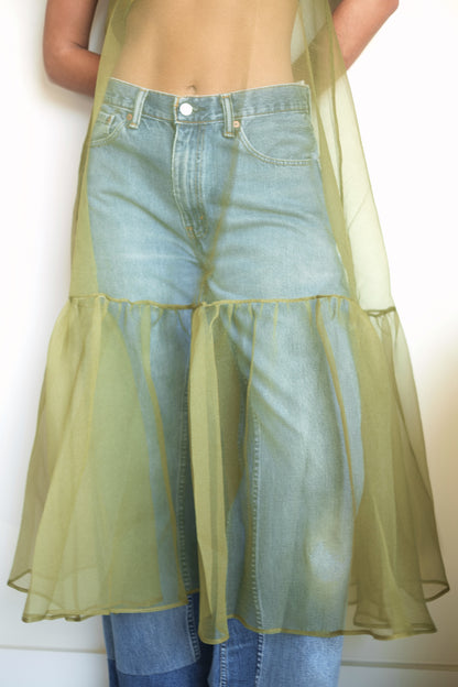 Esthe Cut-Out Organza Dress in Green