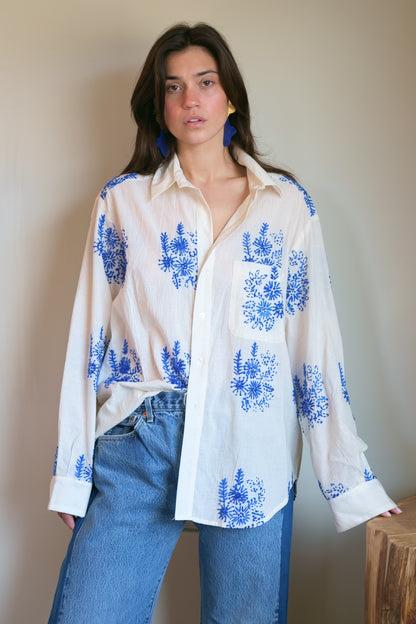 Wear Cissa -The MEN'S Shirt, 100% Natural Cotton in Floret Handstitch