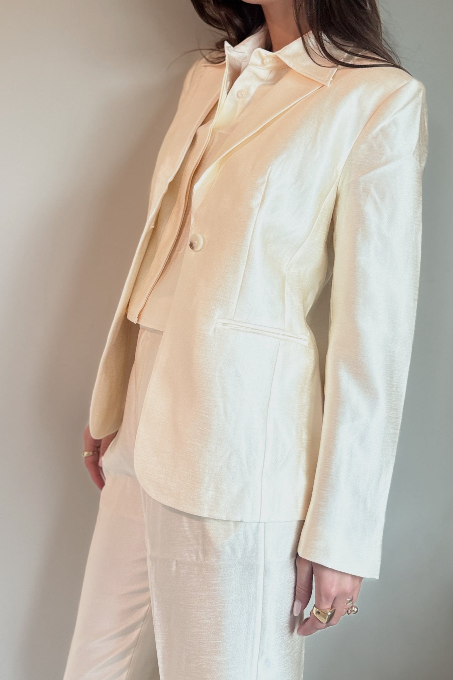 Lanhtropy Oslo Taffeta Blazer- Off White