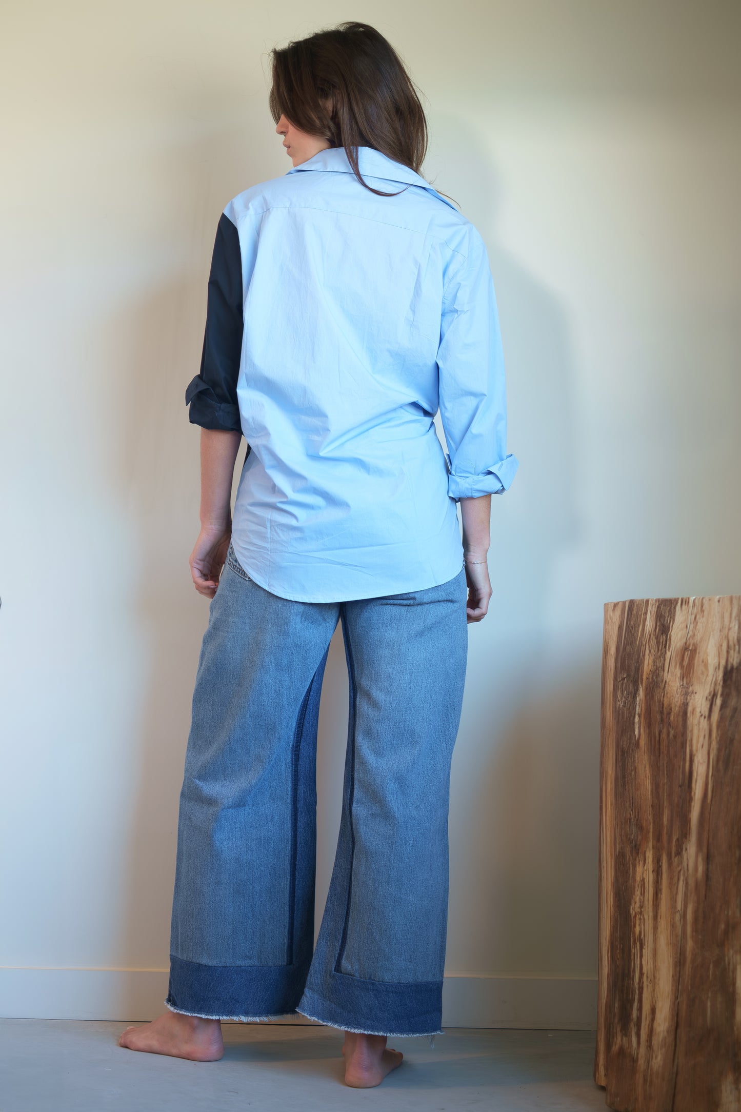 Wear Cissa -The MEN'S Shirt, Paper Cotton Contrast in Garcon/Navy Colorblock