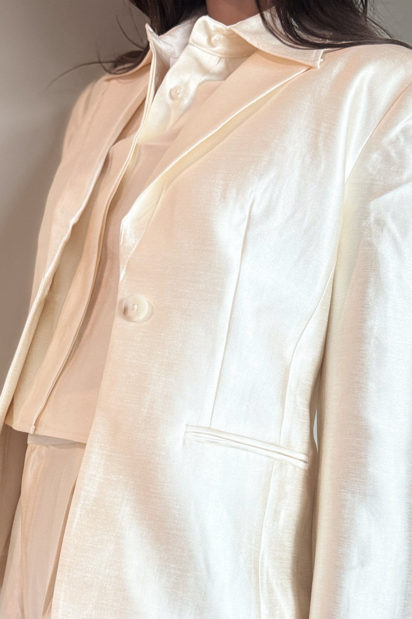 Lanhtropy Oslo Taffeta Blazer- Off White