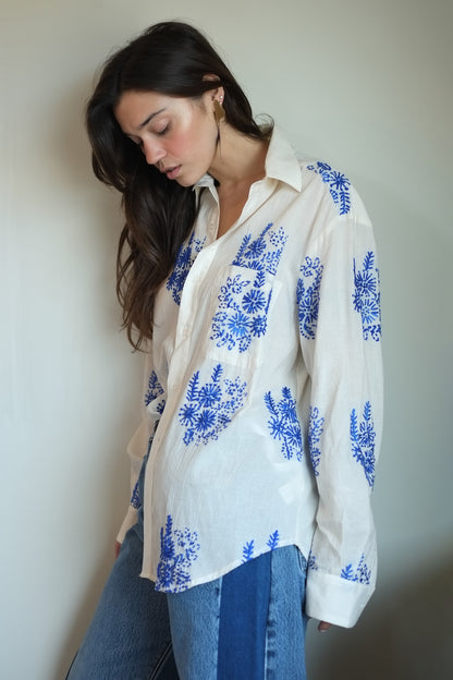 Wear Cissa -The MEN'S Shirt, 100% Natural Cotton in Floret Handstitch