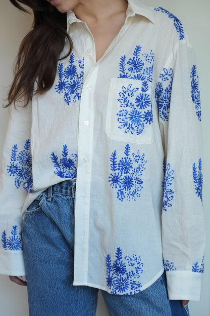 Wear Cissa -The MEN'S Shirt, 100% Natural Cotton in Floret Handstitch