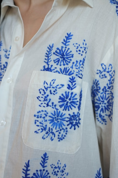 Wear Cissa -The MEN'S Shirt, 100% Natural Cotton in Floret Handstitch