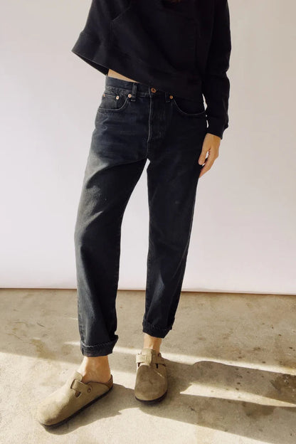 Hey Gang -The Loose Crop Denim in Washed Black