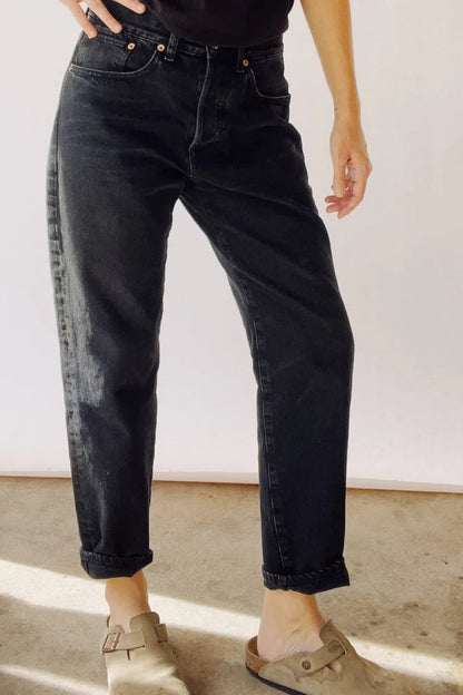 Hey Gang -The Loose Crop Denim in Washed Black