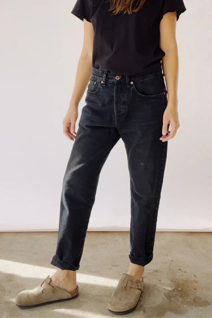 Hey Gang -The Loose Crop Denim in Washed Black