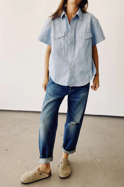 Hey Gang -The Loose Crop Denim in Richman Wash