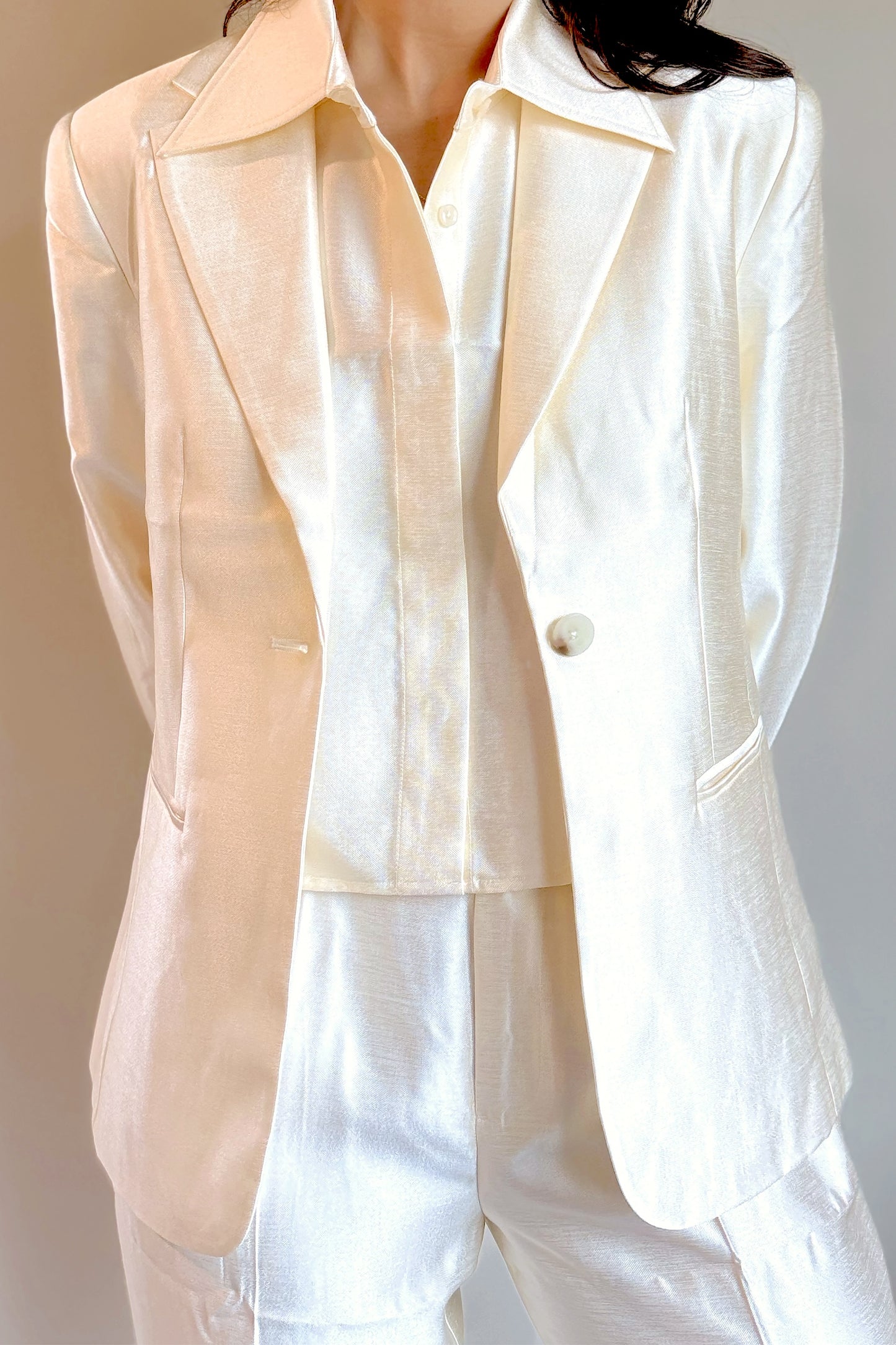 Lanhtropy Oslo Taffeta Blazer- Off White