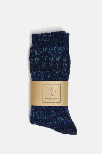 Curated Basics-Italian Navy Wool Boot Socks