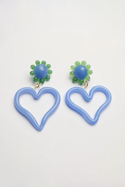LEVENS JEWELS-XL Heart Earrings in Blue/Green