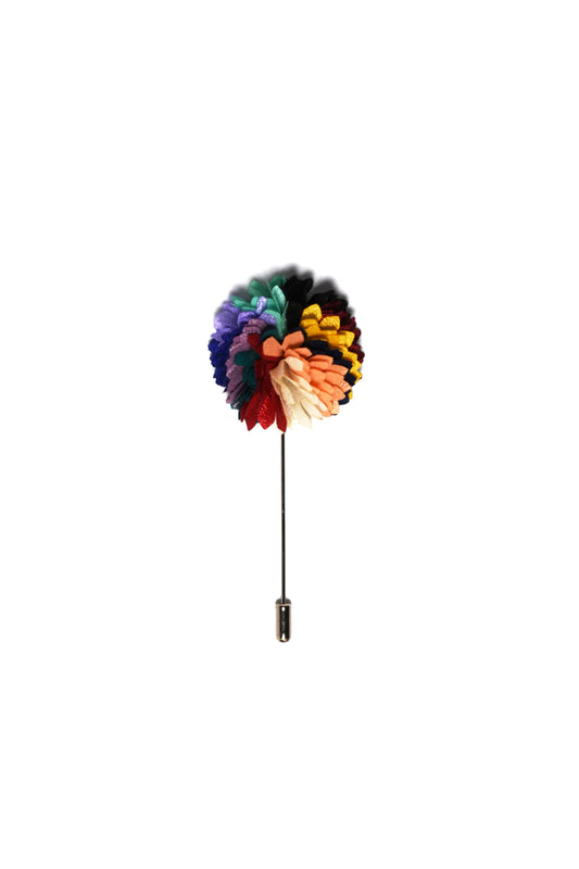 Curated Basics-Multi-color Satin Floral Lapel Pin