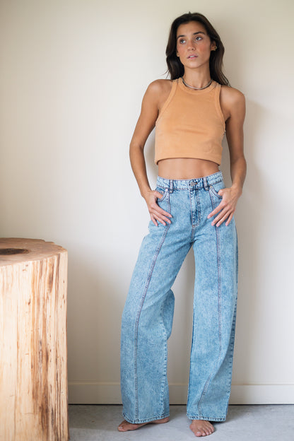 NSF Amaya Fitted Crop Baby Tank in Faded Sunbaked