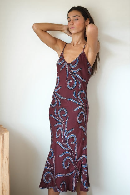 Natalie Martin Leandra Dress in Feather Bordeaux