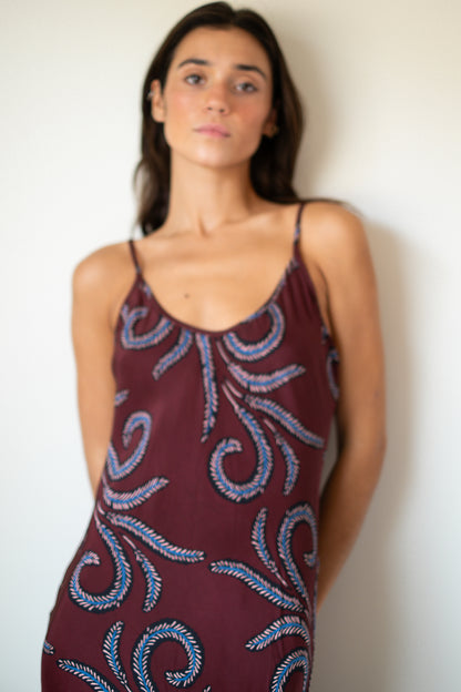 Natalie Martin Leandra Dress in Feather Bordeaux