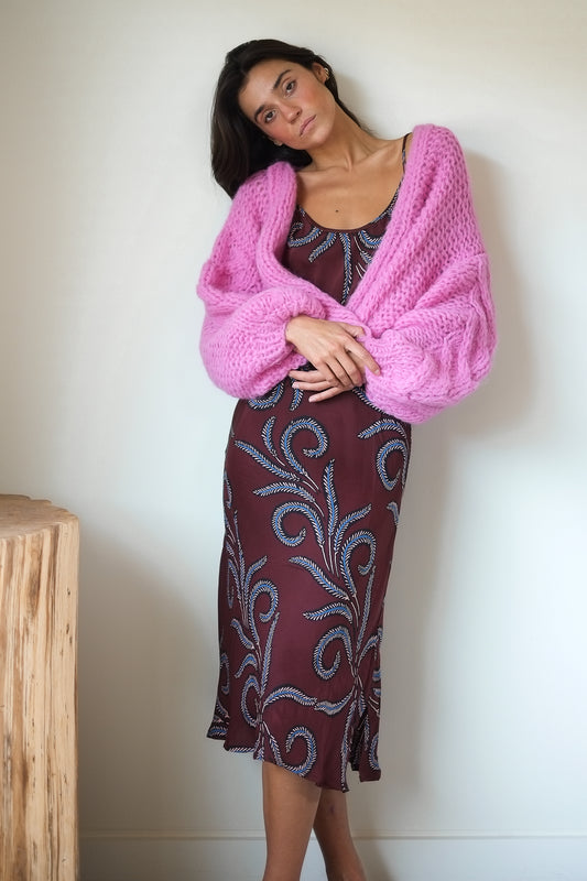 Natalie Martin Leandra Dress in Feather Bordeaux