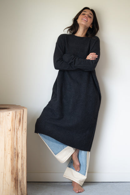 C.T.plage Pullover Sweater Dress in Charcoal Grey