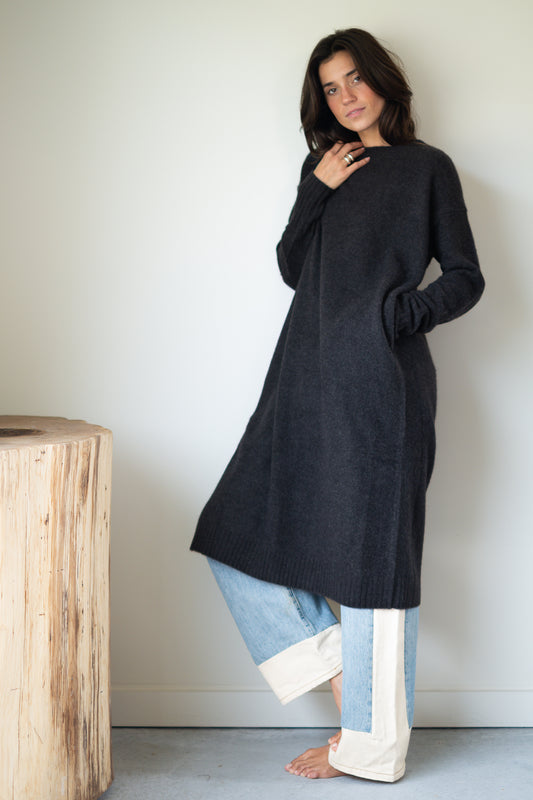 C.T.plage Pullover Sweater Dress in Charcoal Grey