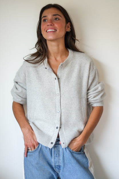 C.T.plage Cardigan Bomber in Light Grey