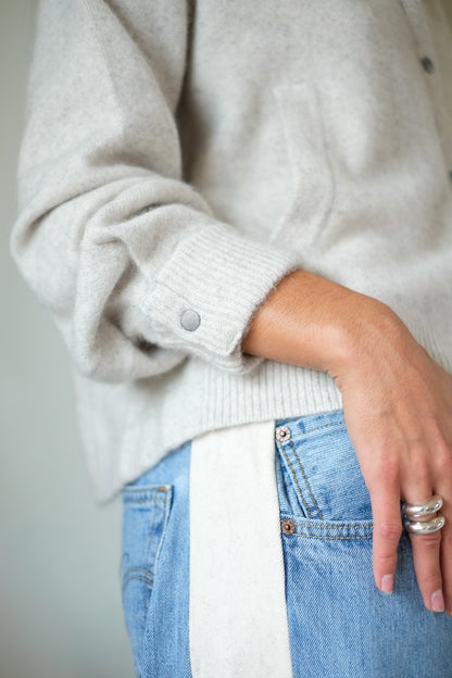 C.T.plage Cardigan Bomber in Light Grey