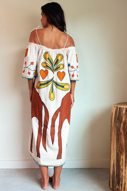 Stella Nova Embroidered Strap Midi Dress