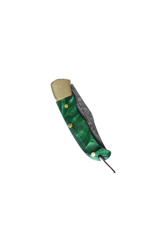 Curated Basics-Green Resin Inlay Folding Knife