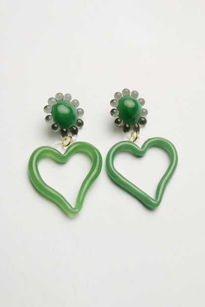 LEVENS JEWELS-XL Heart Earrings in Green