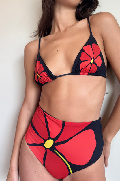 Cala De La Cruz Elisa Bikini Bottom in Camellia Carmin