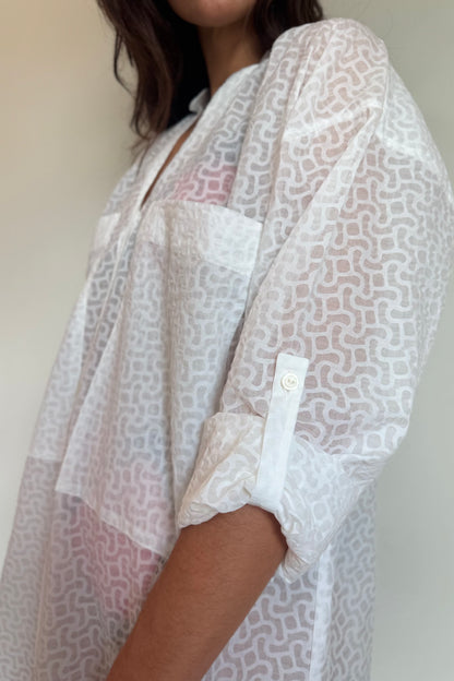 Diarte-Frita Organza Shirt Dress