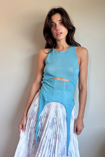 Esthe Layered Cut-Out Sleeveless Top in Blue