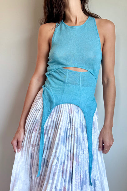 Esthe Layered Cut-Out Sleeveless Top in Blue