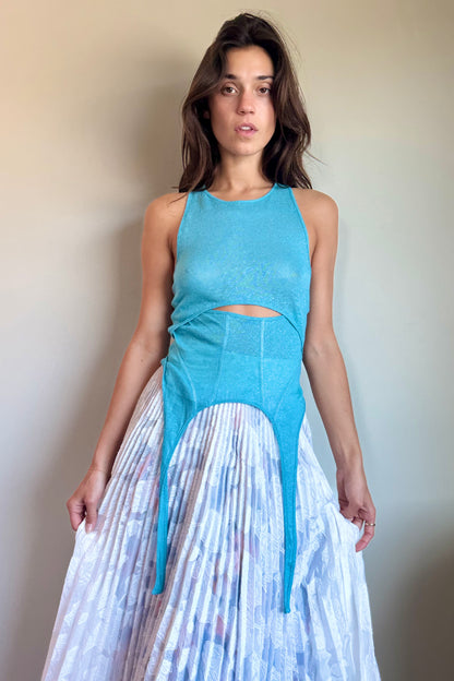 Esthe Layered Cut-Out Sleeveless Top in Blue