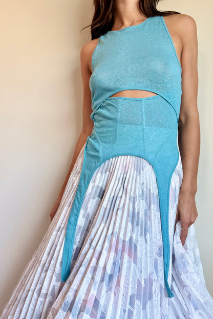 Esthe Layered Cut-Out Sleeveless Top in Blue