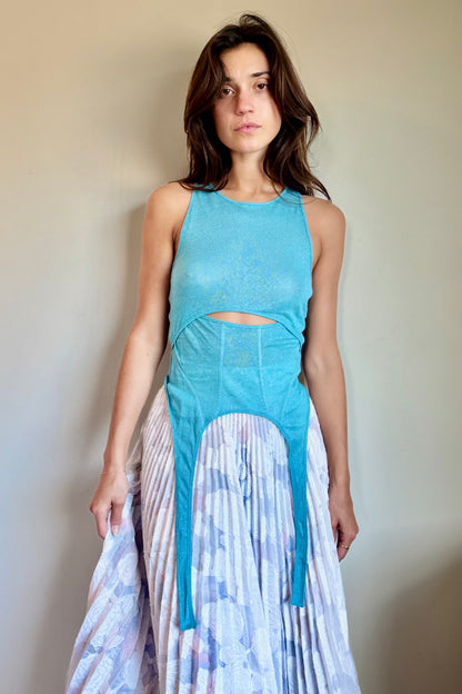 Esthe Layered Cut-Out Sleeveless Top in Blue