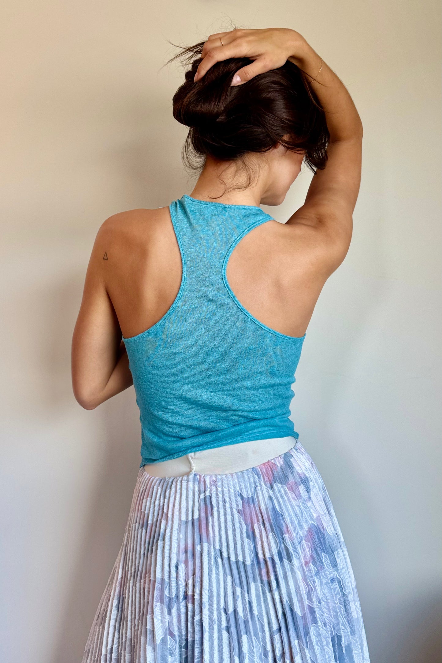 Esthe Layered Cut-Out Sleeveless Top in Blue