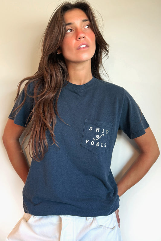 Ship Of Fools -Jung Pocket Tee Navy