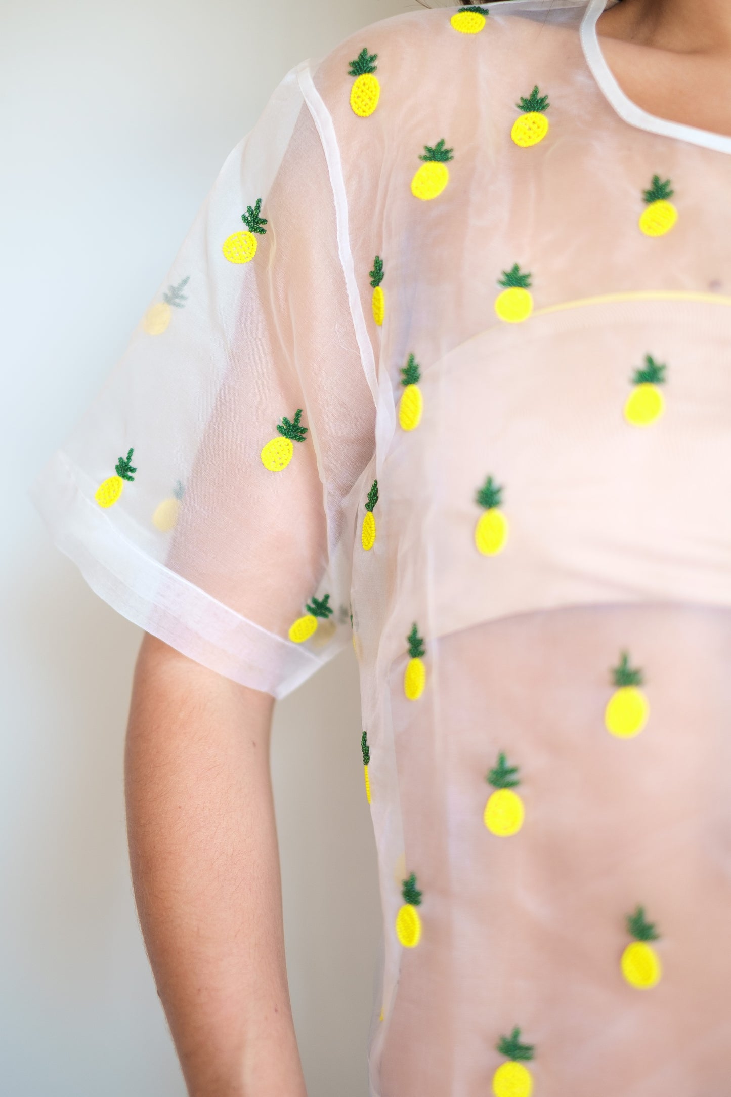 Olivia Dar Beaded Organza Top - Pineapple