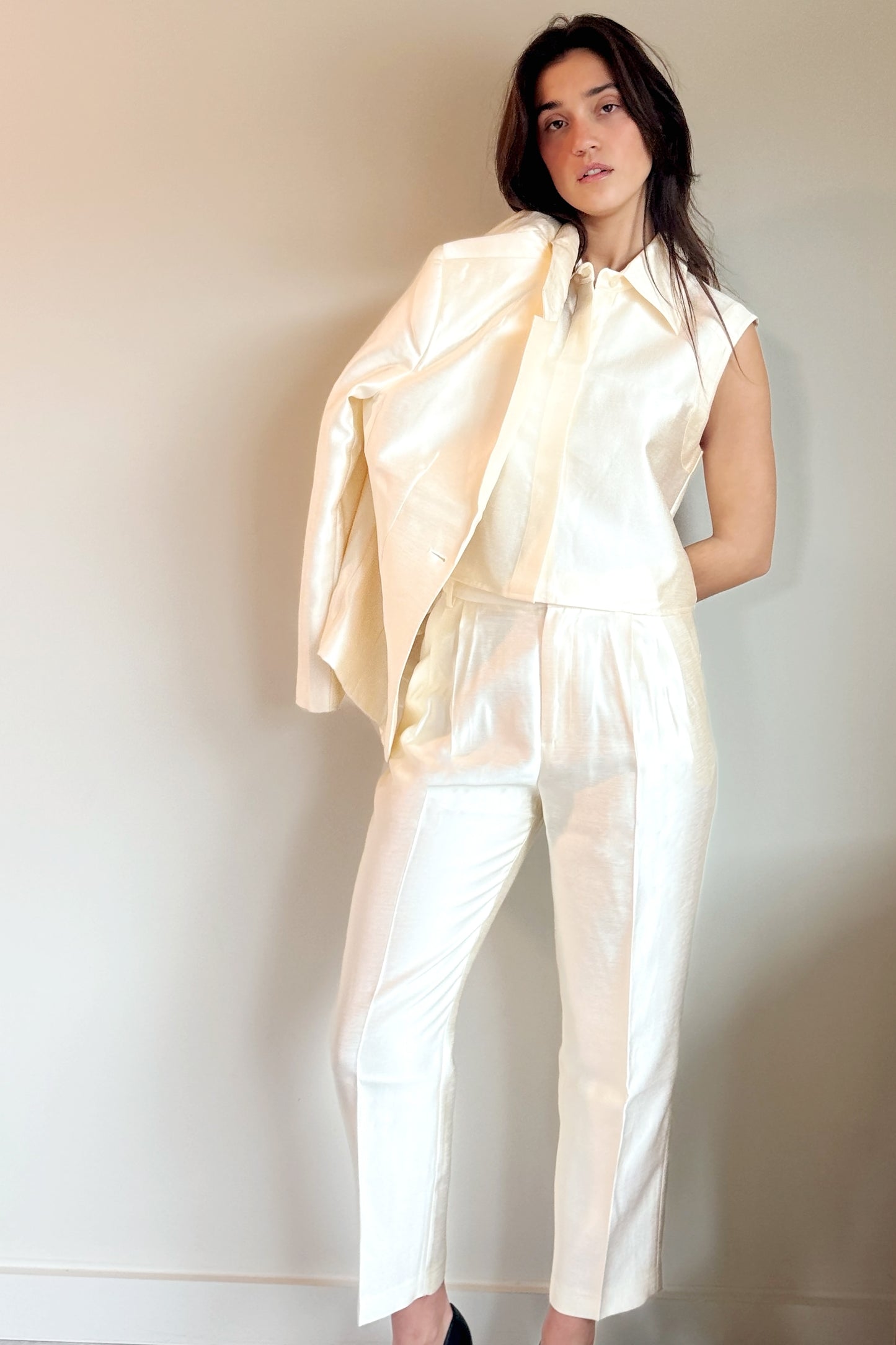 Lanhtropy Mumbai Taffeta Top- Off White