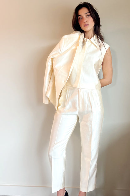 Lanhtropy Rome Taffeta Pants- Off White