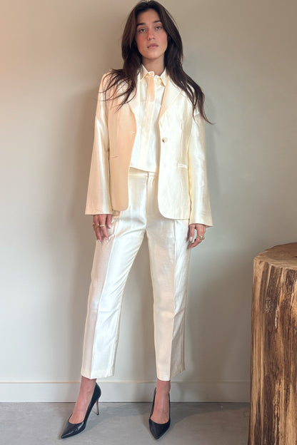 Lanhtropy Oslo Taffeta Blazer- Off White