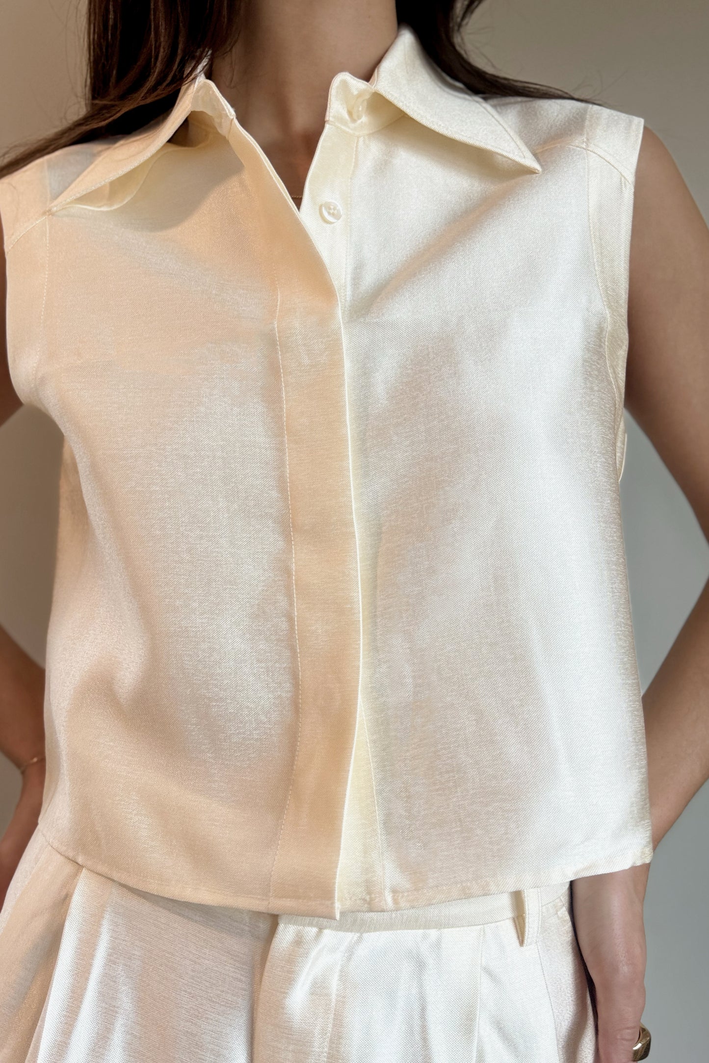 Lanhtropy Mumbai Taffeta Top- Off White