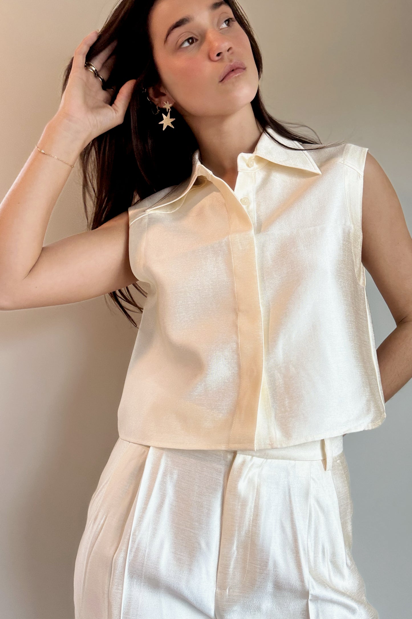 Lanhtropy Mumbai Taffeta Top- Off White