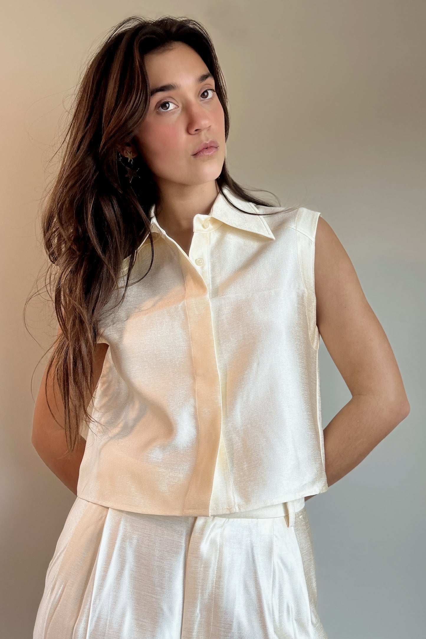 Lanhtropy Mumbai Taffeta Top- Off White