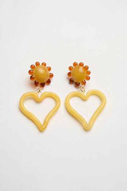 LEVENS JEWELS-XL Heart Earrings in Yellow