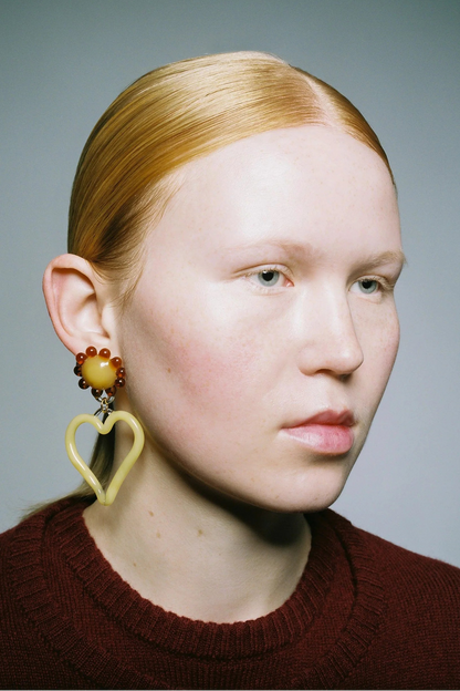 LEVENS JEWELS-XL Heart Earrings in Yellow